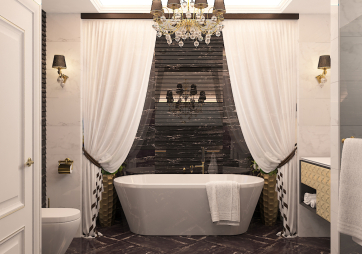 Проект санузла. Porcelanosa Portblack & marmol carrara