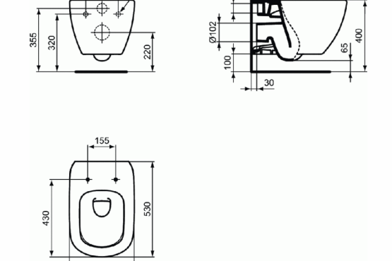 Ideal Standard PROSYS TESI AquaBlade Готовый набор 3 в 1 подвесной унитаз с инсталляцией и сидением м/л